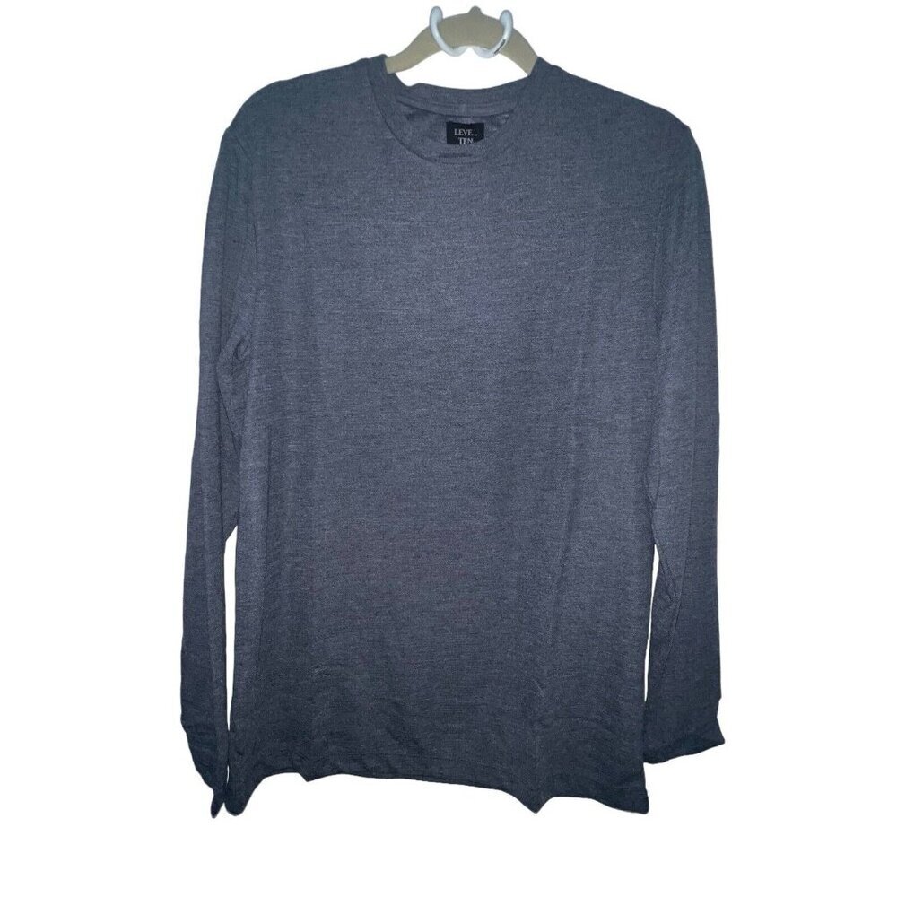 Level Ten Men's Small Knit Long‎ Sleeve Crew Neck Pullover Shirt Gray Blue New